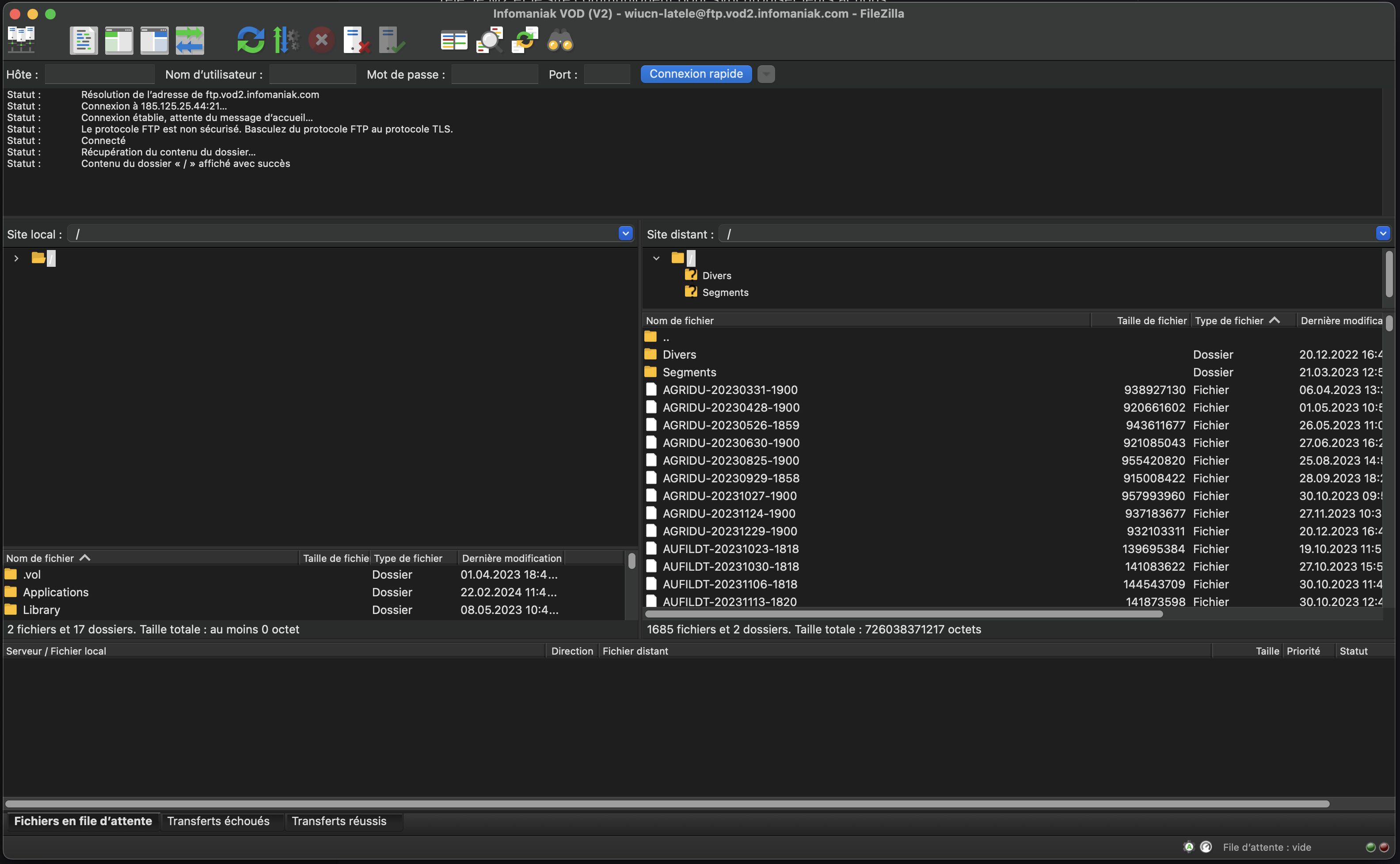 Transfert FTP Infomaniak